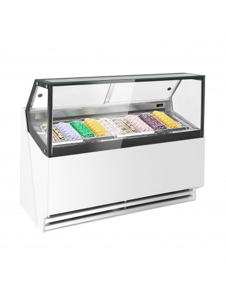 Commercial Ice Cream Display Freezer 1769mm – 9 x 5 Ltr Napoli pans - ventilated cooling - White