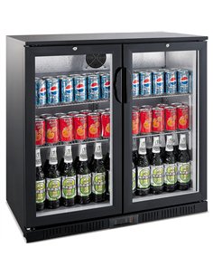 Back bar cooler 2 hinged doors 220 litres Black, height 850mm | Stalwart DA-BC02PP85