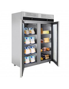 Fridge & Freezer 1400Ltr Premium Combination Cabinet, Stainless Steel – GN 2/1 – Twin Glass Doors – 2 Yrs Warranty
