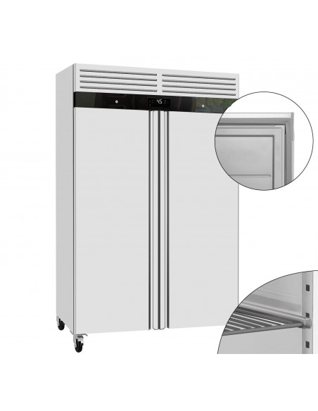 Commercial Double Upright Fridge Stainless Steel - 1200 Litre, 2 Years Full Catering Warranty