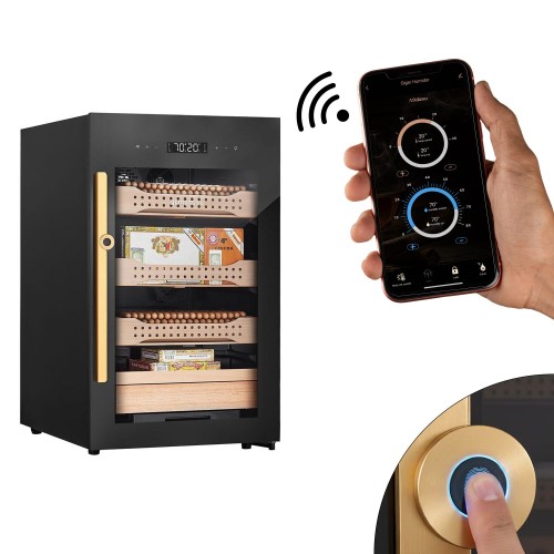 Electric Cigar Humidor Cabinet – 113L – Up to 850 Cigars – WiFi & Fingerprint Lock, constant humidity