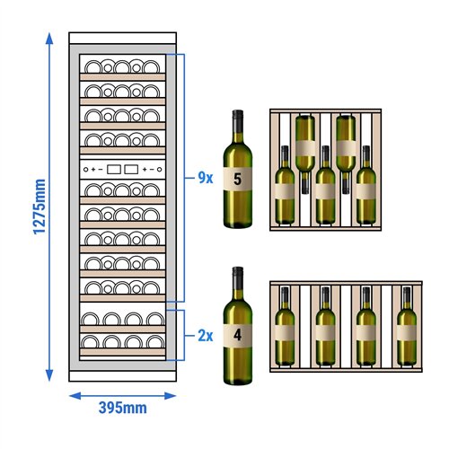 Commercial Wine Fridge - Dual Zone - 160L - max. 53 bottles