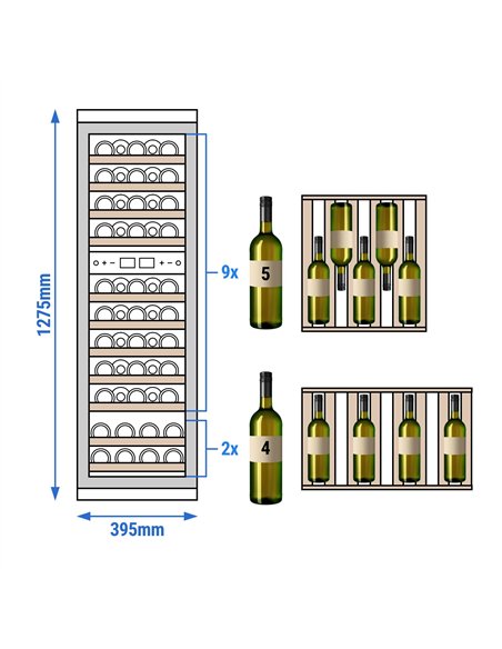 Commercial Wine Fridge - Dual Zone - 160L - max. 53 bottles