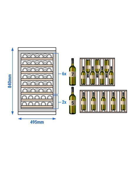 Commercial Wine Fridge - Single Zone - 120L - max. 52 bottles