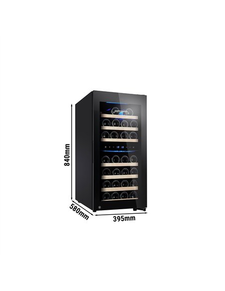Commercial Wine Fridge - Stainless Steel Door - Dual Zone - 100L - max. 33 bottles