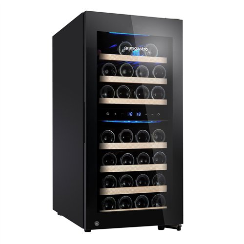 Commercial Wine Fridge - Stainless Steel Door - Dual Zone - 100L - max. 33 bottles