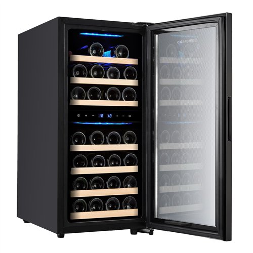 Commercial Wine Fridge - Stainless Steel Door - Dual Zone - 100L - max. 33 bottles
