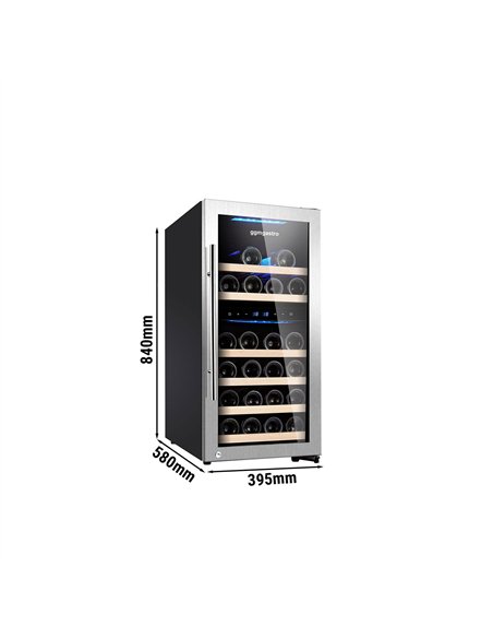 Commercial Wine Fridge - Dual Zone - 100L - max. 33 bottles - Stainless Steel Door