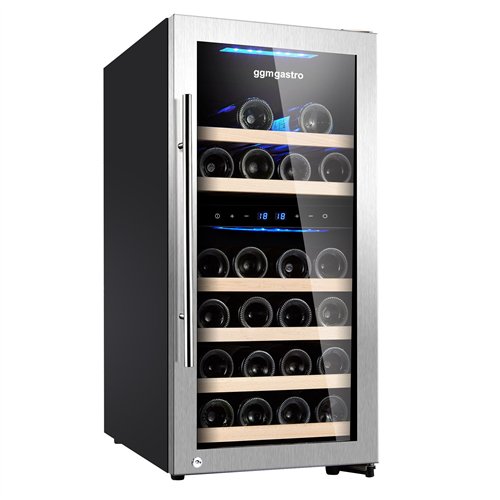 Commercial Wine Fridge - Dual Zone - 100L - max. 33 bottles - Stainless Steel Door