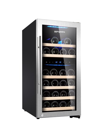 Commercial Wine Fridge - Dual Zone - 100L - max. 33 bottles - Stainless Steel Door