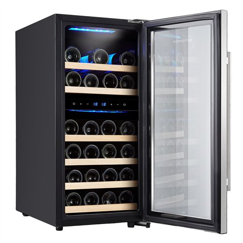 Commercial Wine Fridge - Dual Zone - 100L - max. 33 bottles - Stainless Steel Door