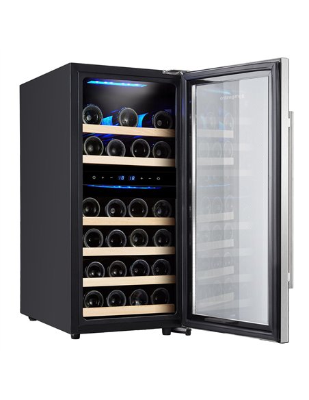 Commercial Wine Fridge - Dual Zone - 100L - max. 33 bottles - Stainless Steel Door