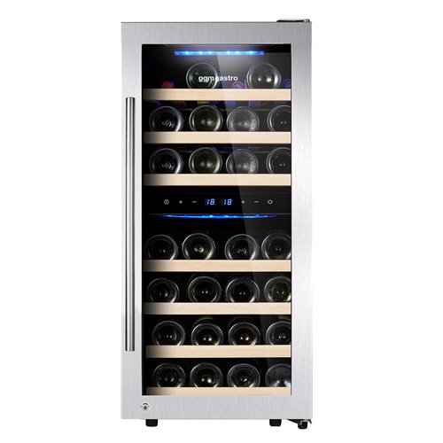 Commercial Wine Fridge - Dual Zone - 100L - max. 33 bottles - Stainless Steel Door