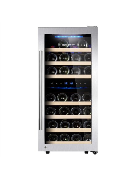 Commercial Wine Fridge - Dual Zone - 100L - max. 33 bottles - Stainless Steel Door