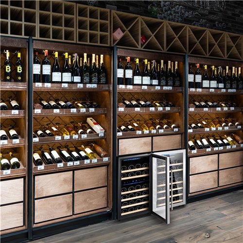 Commercial Wine Fridge - Dual Zone - 100L - max. 33 bottles - Stainless Steel Door