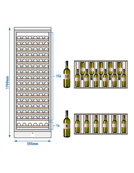 Commercial Wine Fridge - Single Zone - 450L - max. 171 bottles