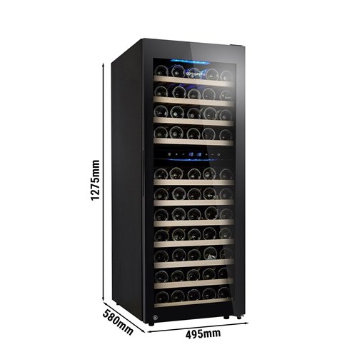 Commercial Wine Fridge - Stainless Steel - Dual Zone - 200L - max. 73 bottles