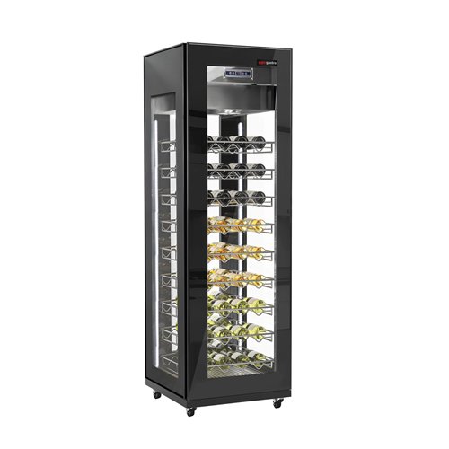 Panoramic Commercial Wine Fridge - Black - Single Zone - 400L - max. 81 bottles