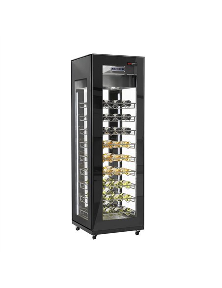 Panoramic Commercial Wine Fridge - Black - Single Zone - 400L - max. 81 bottles