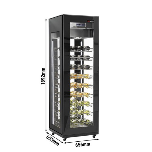 Panoramic Commercial Wine Fridge - Black - Single Zone - 400L - max. 81 bottles