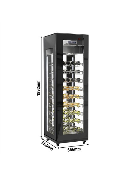 Panoramic Commercial Wine Fridge - Black - Single Zone - 400L - max. 81 bottles