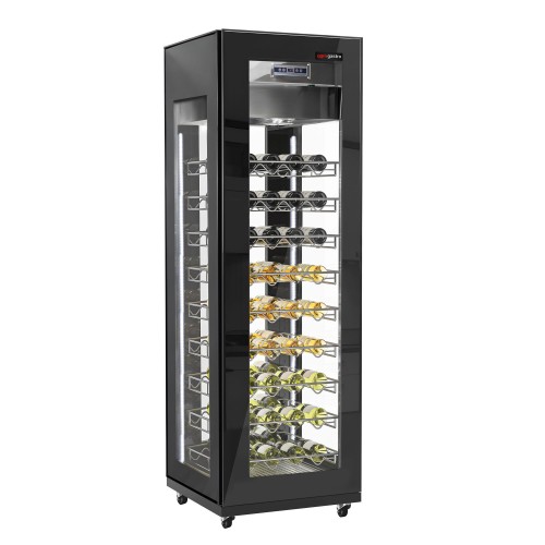 Panoramic Commercial Wine Fridge - Black - Single Zone - 400L - max. 81 bottles