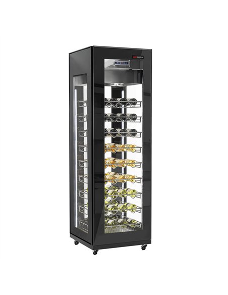 Panoramic Commercial Wine Fridge - Black - Single Zone - 400L - max. 81 bottles