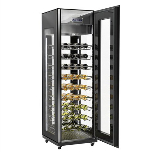Panoramic Commercial Wine Fridge - Black - Single Zone - 400L - max. 81 bottles