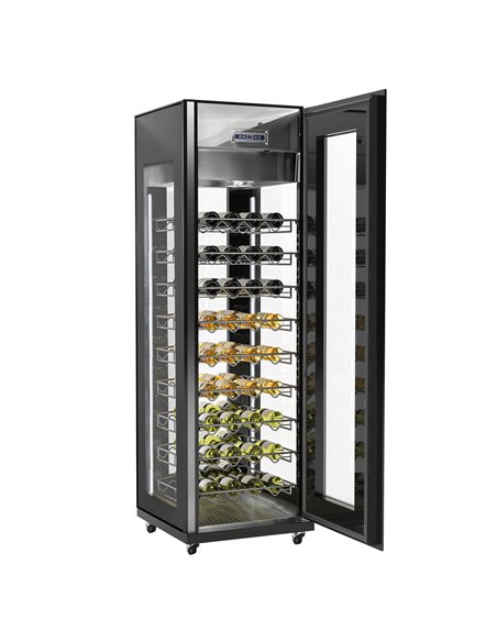 Panoramic Commercial Wine Fridge - Black - Single Zone - 400L - max. 81 bottles