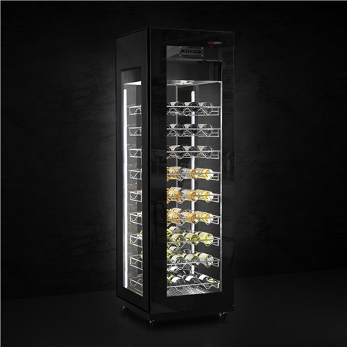 Panoramic Commercial Wine Fridge - Black - Single Zone - 400L - max. 81 bottles