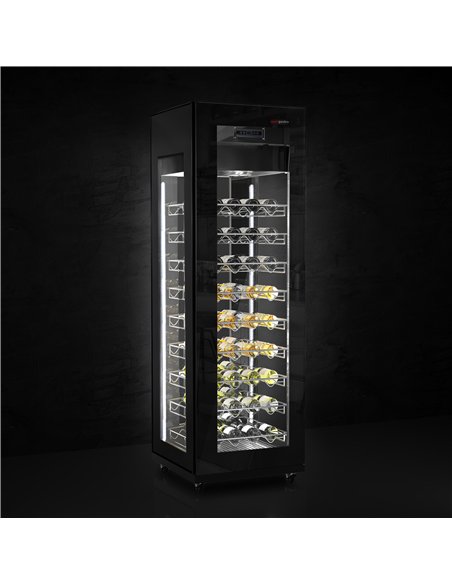 Panoramic Commercial Wine Fridge - Black - Single Zone - 400L - max. 81 bottles