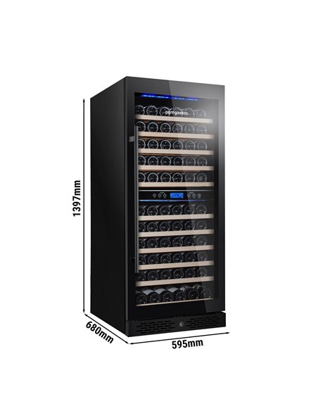 Commercial Wine Fridge - Stainless Steel - Dual Zone - 350L - max. 116 bottles