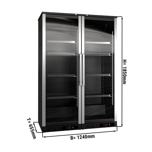 Commercial Wine Fridge - Dual Zone - 800L - max. 144 bottles - Black