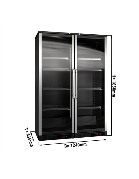 Commercial Wine Fridge - Dual Zone - 800L - max. 144 bottles - Black