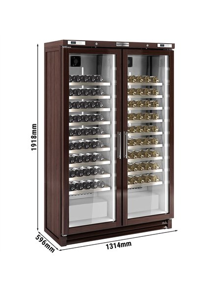 Commercial Wine Fridge - Pine Wood - Dual Zone - 700L - max. 200 bottles