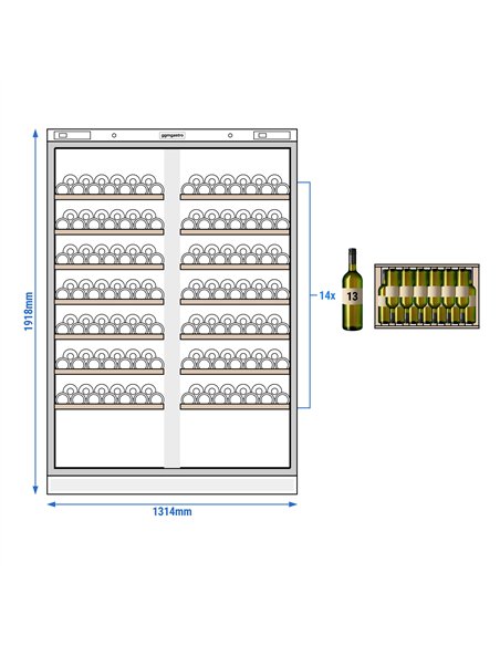 Commercial Wine Fridge - Pine Wood - Dual Zone - 700L - max. 200 bottles