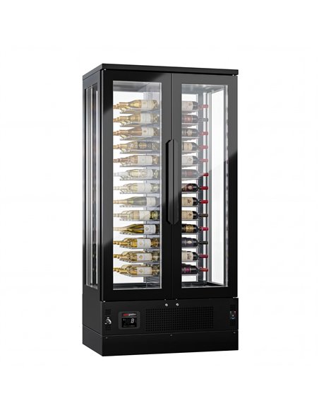 Panoramic Commercial Wine Fridge - Black - Single Zone - 450L - max. 104 bottles