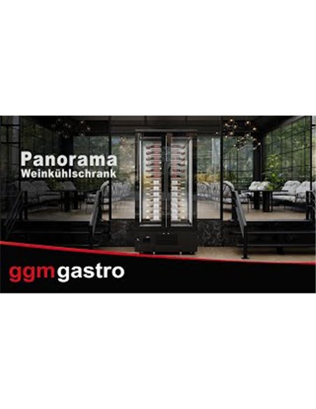 Panoramic Commercial Wine Fridge - Black - Single Zone - 450L - max. 104 bottles