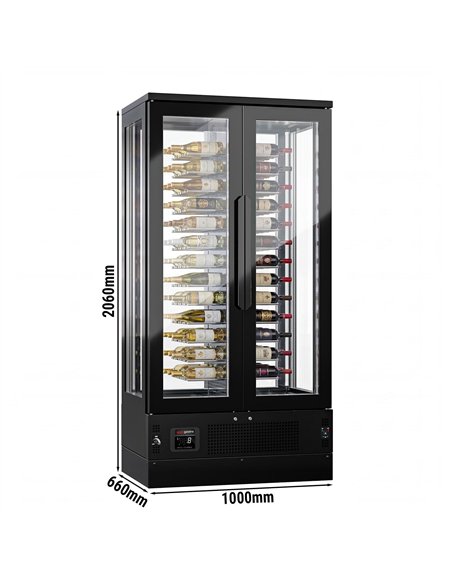 Panoramic Commercial Wine Fridge - Black - Single Zone - 450L - max. 104 bottles