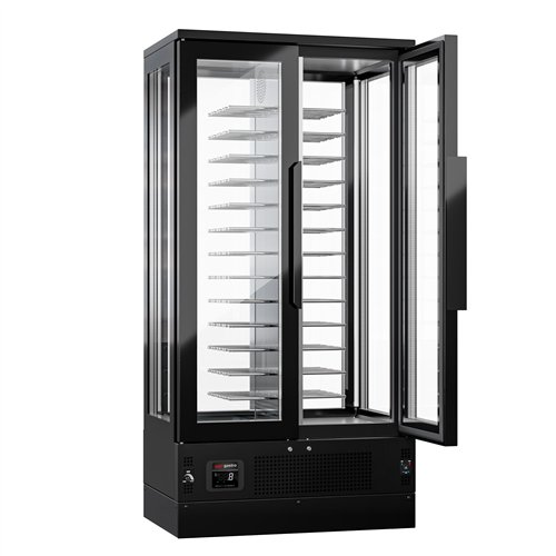 Panoramic Commercial Wine Fridge - Black - Single Zone - 450L - max. 104 bottles