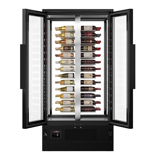 Panoramic Commercial Wine Fridge - Black - Single Zone - 450L - max. 104 bottles