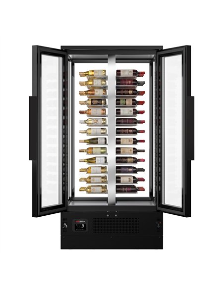 Panoramic Commercial Wine Fridge - Black - Single Zone - 450L - max. 104 bottles