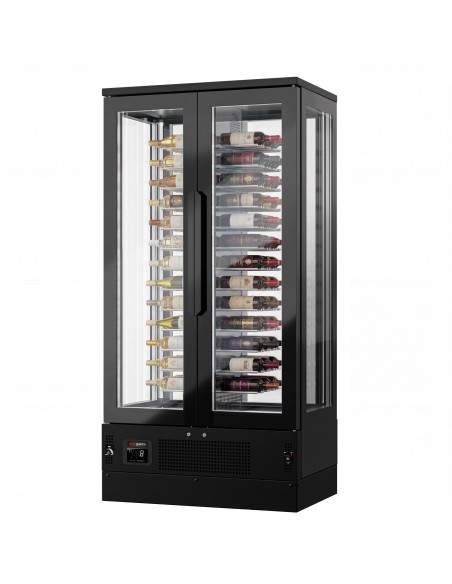 Panoramic Commercial Wine Fridge - Black - Single Zone - 450L - max. 104 bottles