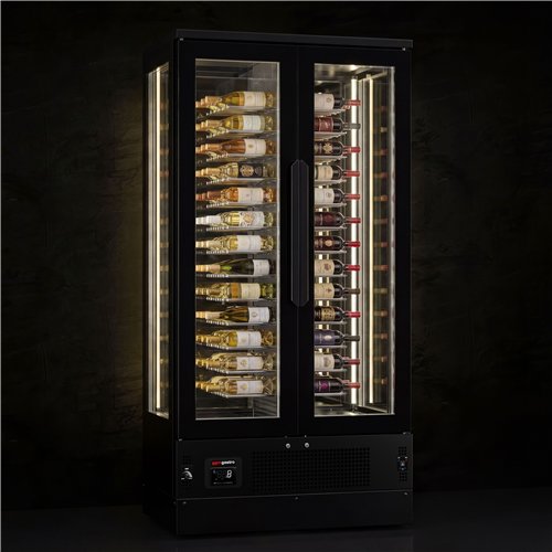 Panoramic Commercial Wine Fridge - Black - Single Zone - 450L - max. 104 bottles