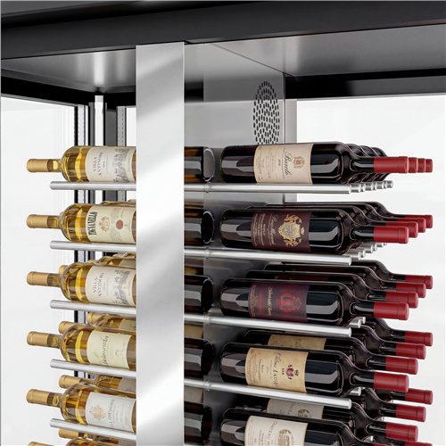Panoramic Commercial Wine Fridge - Black - Single Zone - 450L - max. 104 bottles