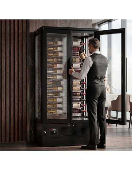 Panoramic Commercial Wine Fridge - Black - Single Zone - 450L - max. 104 bottles