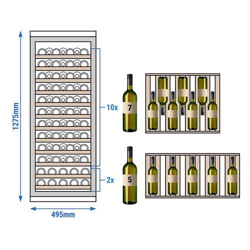 Commercial Wine Fridge - Single Zone - 200L - max. 80 bottles