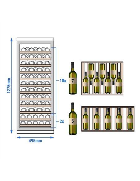 Commercial Wine Fridge - Single Zone - 200L - max. 80 bottles