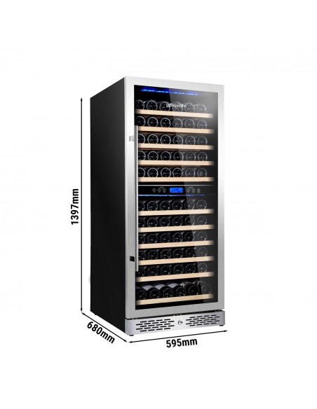 Commercial Wine Fridge - Dual Zone - 350L - max. 116 bottles
