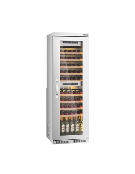 Commercial Wine Fridge - Stainless Steel - Dual Zone - 100L - max. 72 bottles